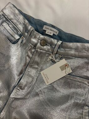 Good American Metallic Silver Skinny Jeans